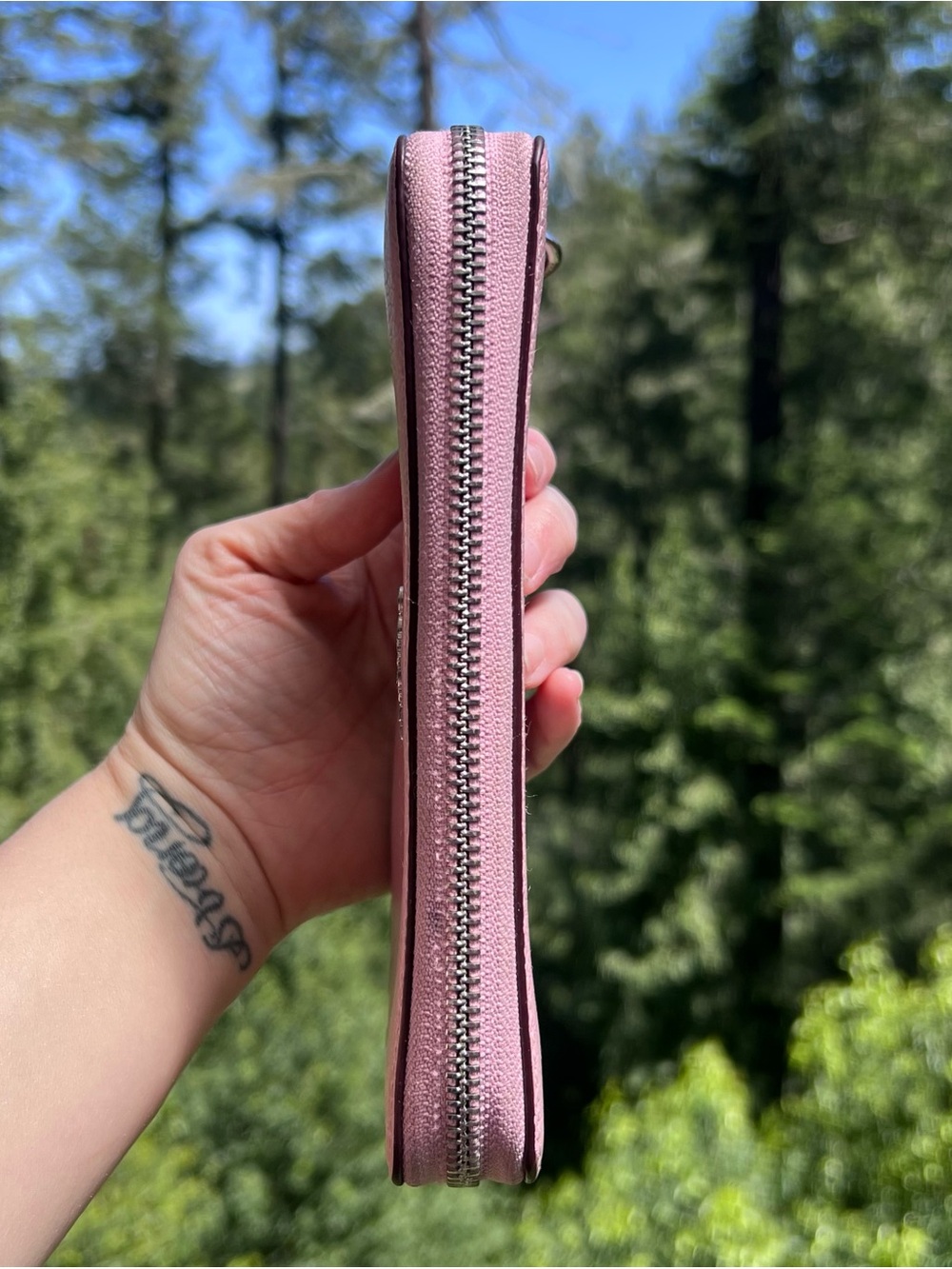 COACH Long Zip-Around Pink Pebble Leather Wallet with Silver Hardware AUTHENTIC - Picture 9 of 11
